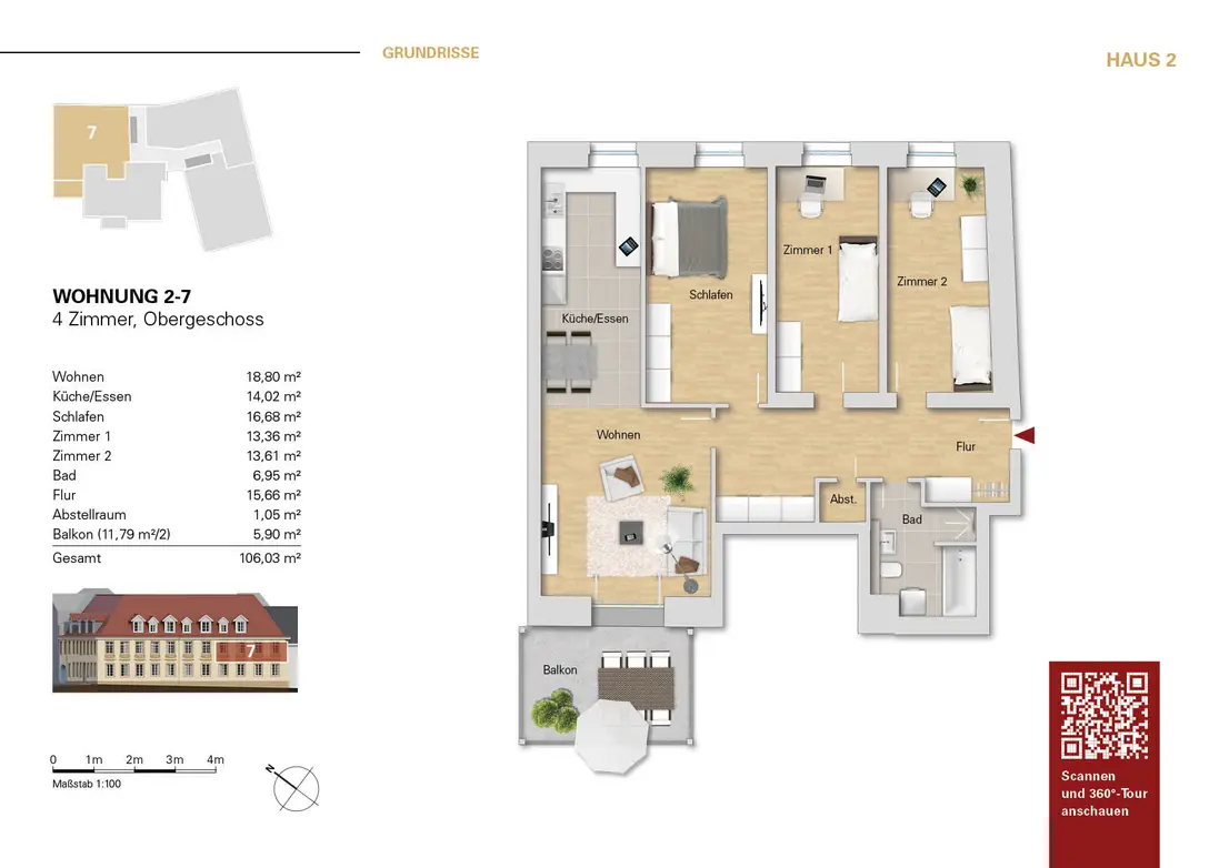 Grundriss WE 2-7 im 1.OG