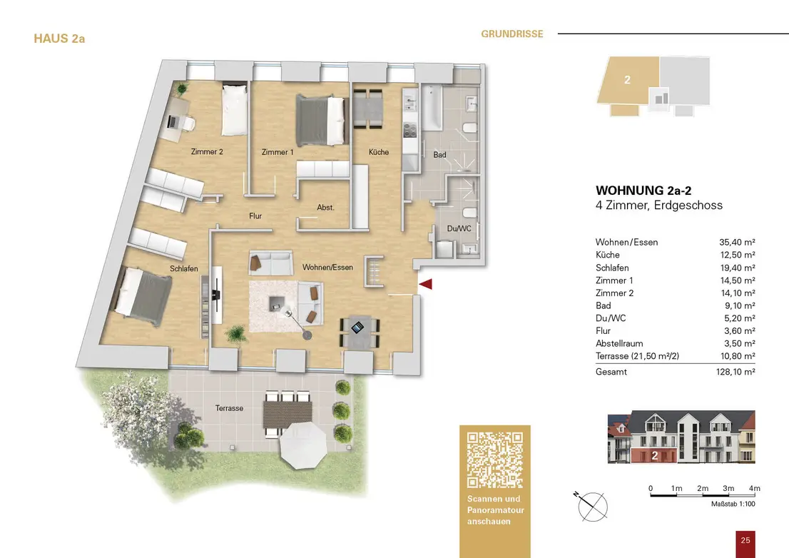 Grundriss WE 2a-2 im EG